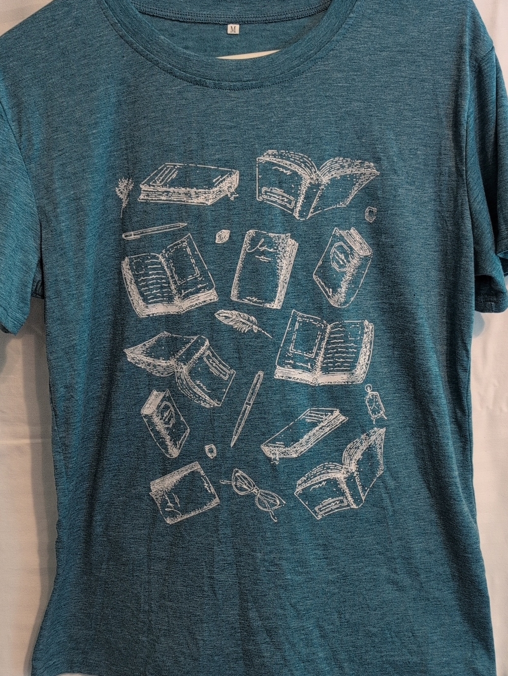 Teal Book Pattern Graphic Tee